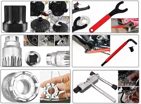 पोर्टेबल बाइक मरम्मत उपकरण किट 44pcs के लिए पर्वत और सड़क बाइक पैकिंग आकार 34*32.5*28cm