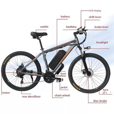 48V 18Ah लिथियम बैटरी इलेक्ट्रिक माउंटेन बाइक 250W मोटर 26 &quot;इंच ई-बाइक यूरोपीय संघ गोदाम