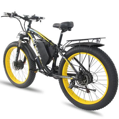 26AH 2000W हाई पावर टू व्हील ड्राइव डुअल मोटर इलेक्ट्रिक बाइक 26x4.0 इंच फैट टायर के साथ
