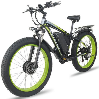 26AH 2000W हाई पावर टू व्हील ड्राइव डुअल मोटर इलेक्ट्रिक बाइक 26x4.0 इंच फैट टायर के साथ