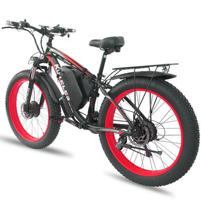 26AH 2000W हाई पावर टू व्हील ड्राइव डुअल मोटर इलेक्ट्रिक बाइक 26x4.0 इंच फैट टायर के साथ