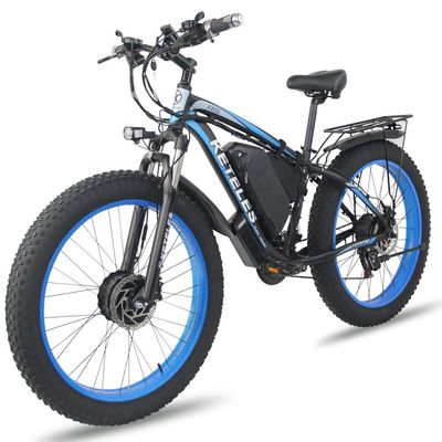 26AH 2000W हाई पावर टू व्हील ड्राइव डुअल मोटर इलेक्ट्रिक बाइक 26x4.0 इंच फैट टायर के साथ